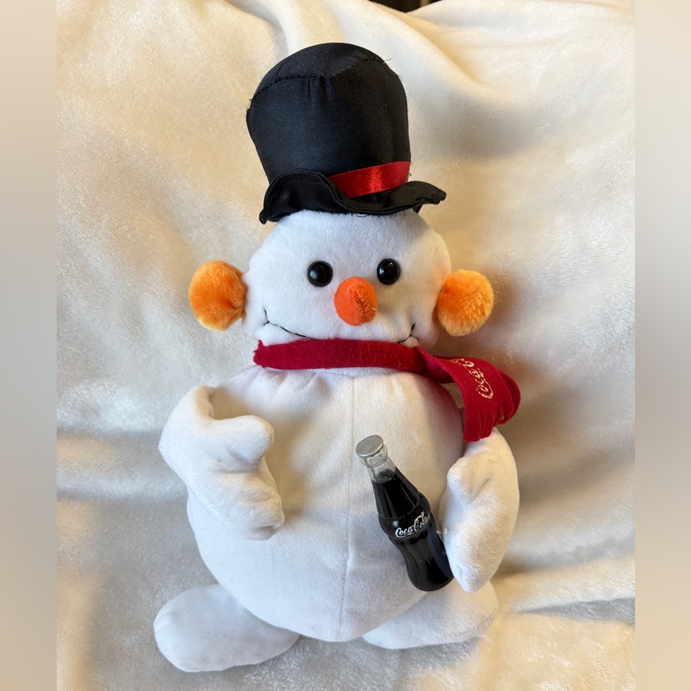 Coca-Cola Plush Snowman 14” Stuffed Toy Soft Coca-Cola Collectibles